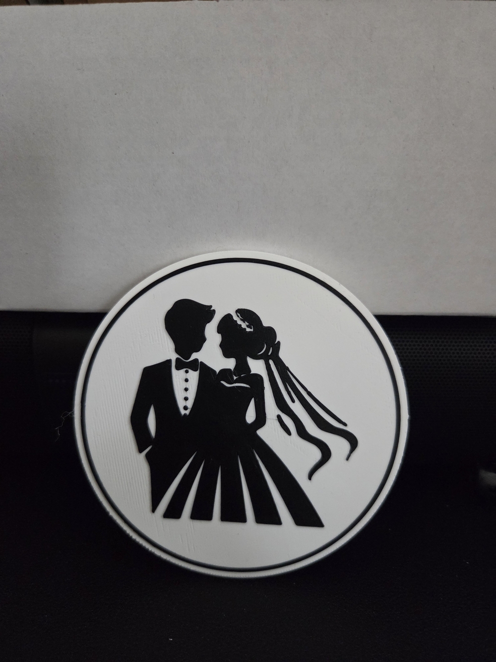 Wedding Couple Coaster Set - Black and White
